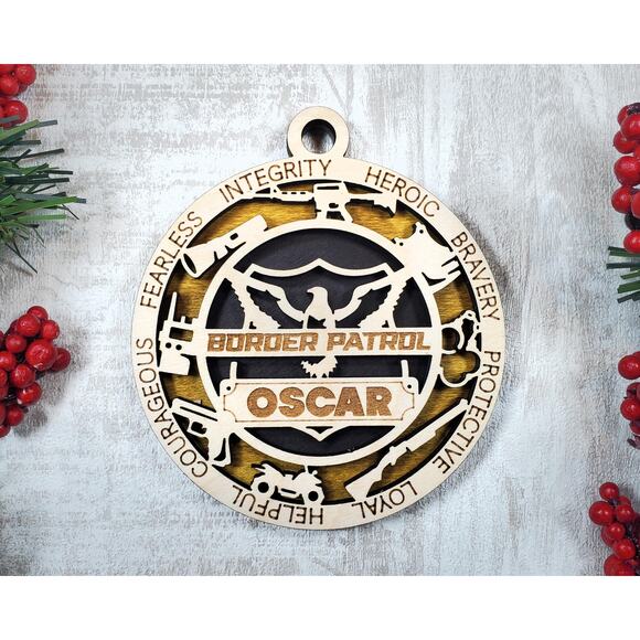 BORDER PATROL Officer Ornament Personalized First Responder Christmas Gift - Picture 1 of 5